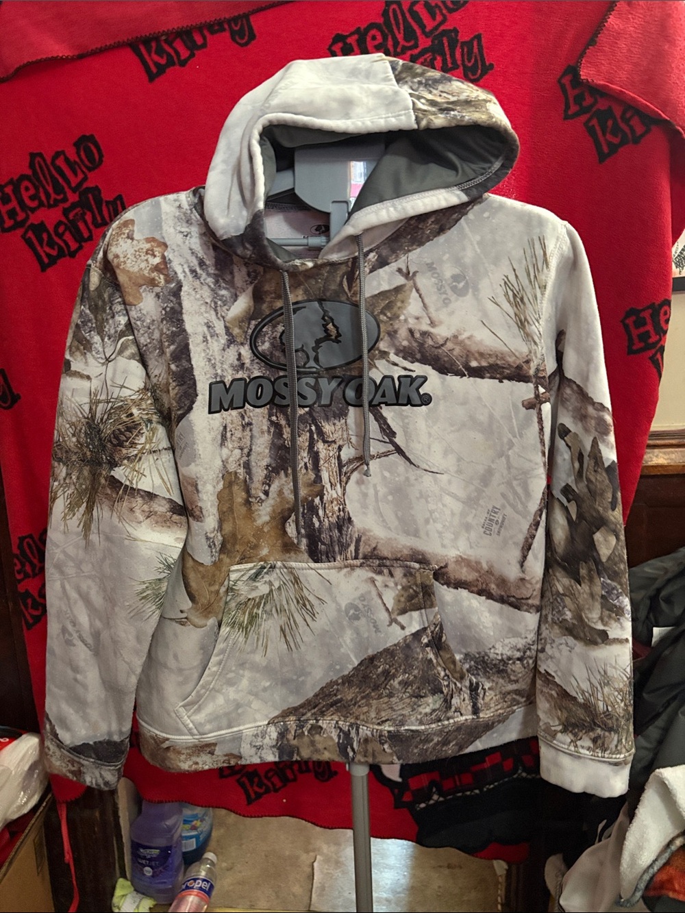 Mossy Oak jrs Hooded Camo Pullover - Gray & Brown